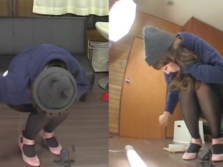 Subtitled amateur Japanese pee desperation failure in HD