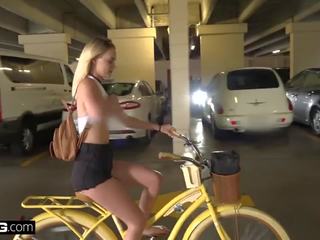 Amateur Teen Kenzie POV fuck in public bike room