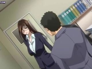 Concupiscent anime leraar geeft pijpen