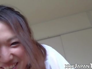 Pecker riding Japanese divinity filmed in homemade POV